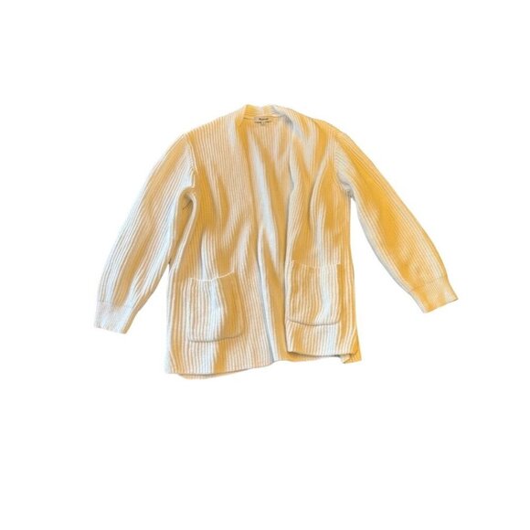 Madewell White Cotton Ribbed Open Cardigan Sweater Size Large - Picture 1 of 6